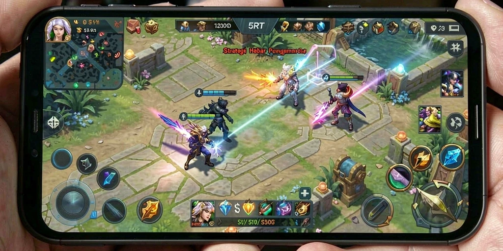Screenshot gameplay 5RT menampilkan pertempuran strategi yang mendebarkan.