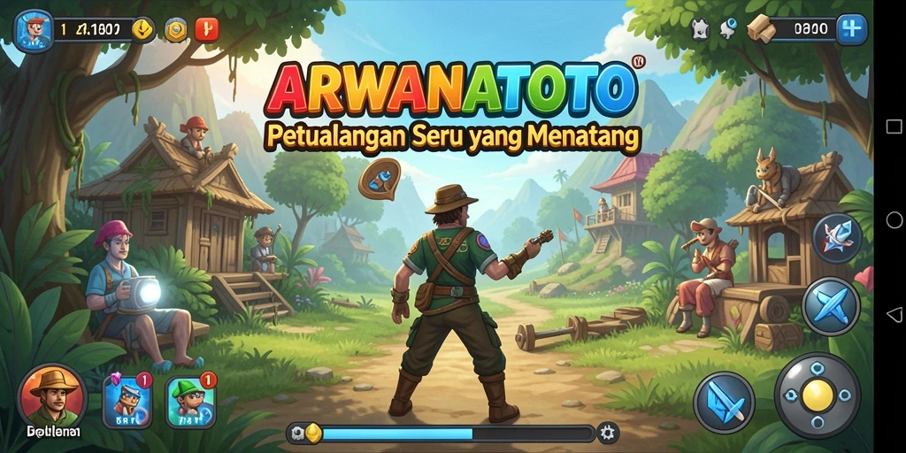 Tampilan gameplay seru dalam ARWANATOTO saat petualangan dimulai.
