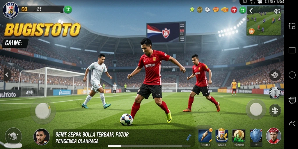 Tampilan atraktif dari gameplay BUGISTOTO yang penuh aksi sepak bola.