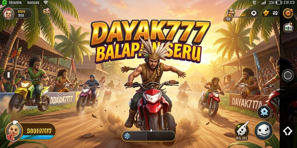 Tangkapan layar utama DAYAK777 menampilkan aksi balapan yang mendebarkan.