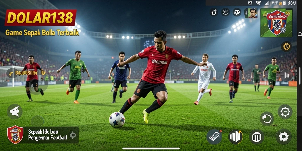 Screenshot gameplay DOLAR138 yang menampilkan aksi sepak bola yang seru.