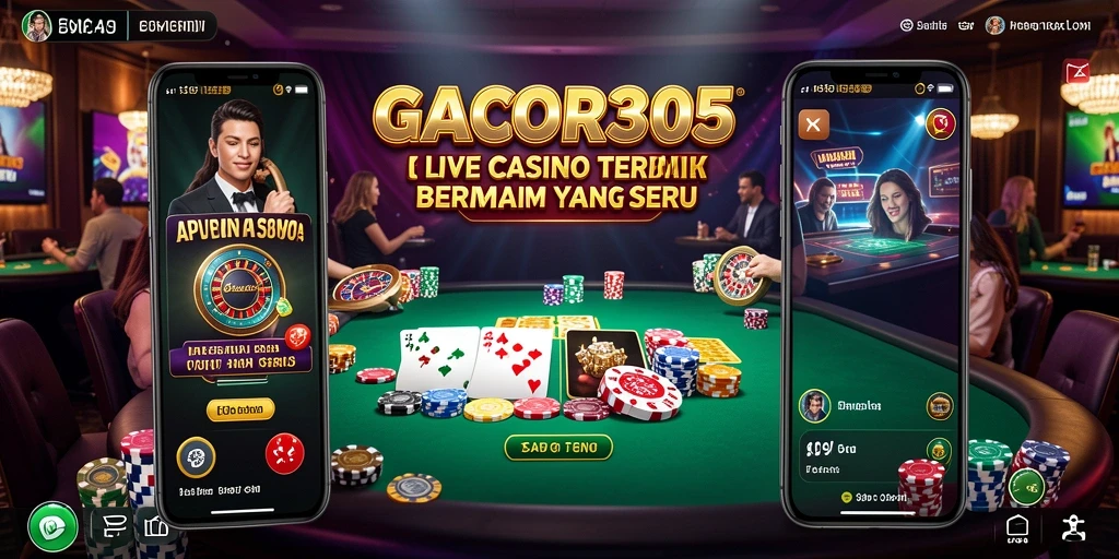 Screenshot dari gameplay langsung GACOR305 yang menampilkan dealer profesional dan permainan menarik.