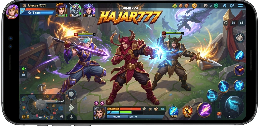 Tampilan menarik dari gameplay MOBA di HAJAR777.
