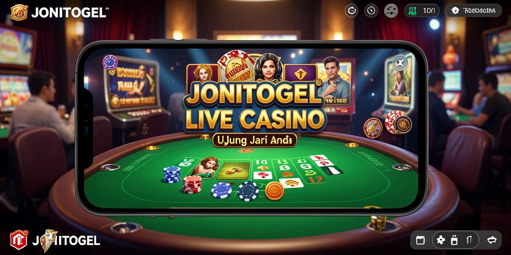 Screenshot gameplay Live Casino JONITOGEL dengan dealer profesional.