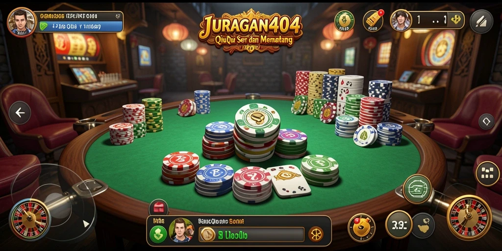Tampilan gameplay seru dari JURAGAN404 dengan kartu QiuQiu.