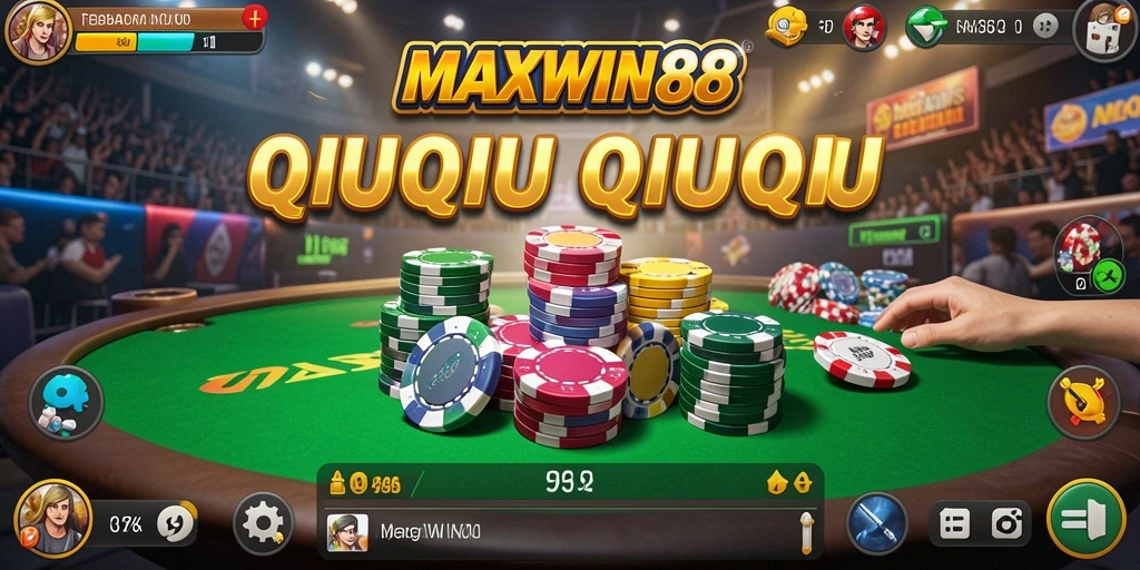 Tampilan gameplay seru dalam aplikasi QiuQiu MAXWIN88.