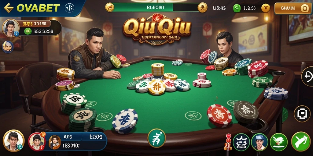 Screenshot utama OVABET menampilkan keseruan gameplay QiuQiu.