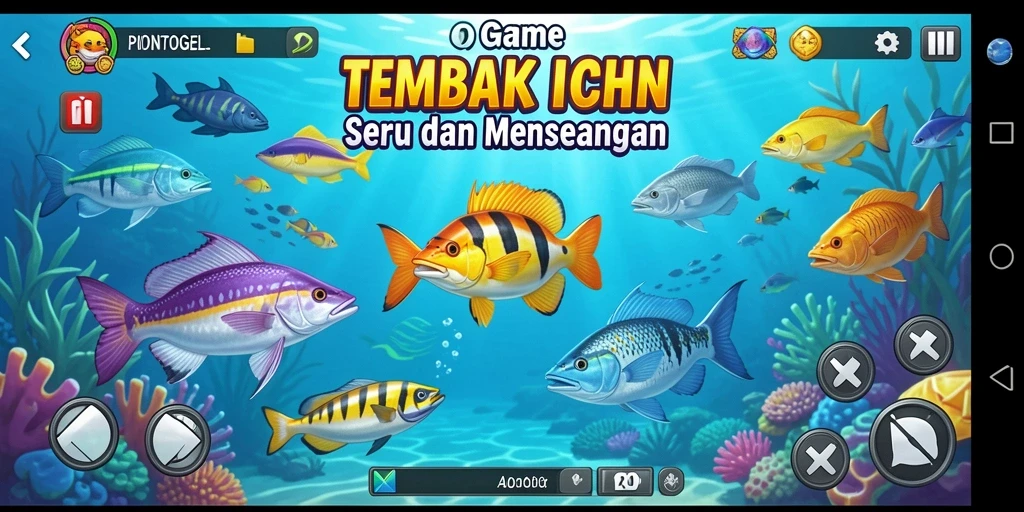 Tampilan gameplay PIONTOGEL dengan aksi tembak ikan yang seru.