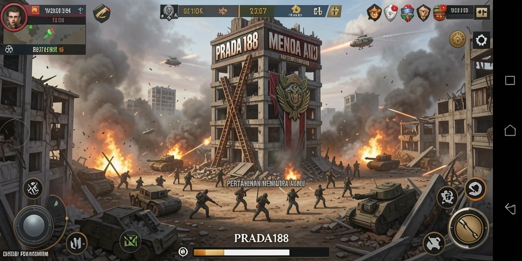 Tampilan gameplay seru PRADA188 dalam pertempuran Tower Defense.