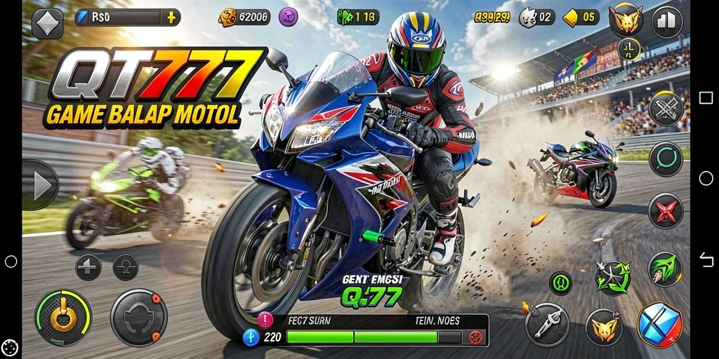 Tangkapan layar dari gameplay balap motor seru QT777.