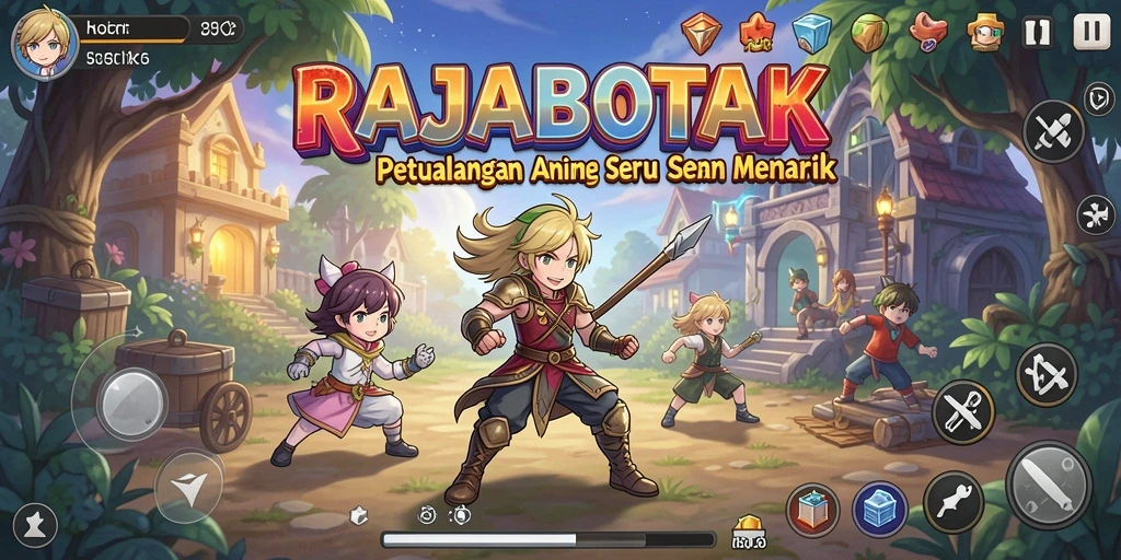 Tampilan gameplay seru RAJABOTAK dengan karakter Anime menarik.
