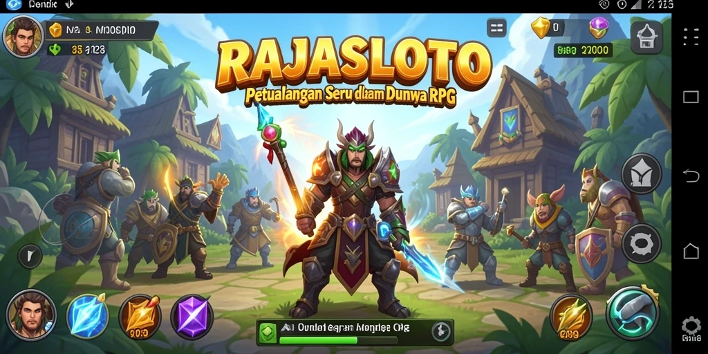 Tampilan gameplay RAJASLOTO yang penuh aksi dan petualangan menggembirakan.
