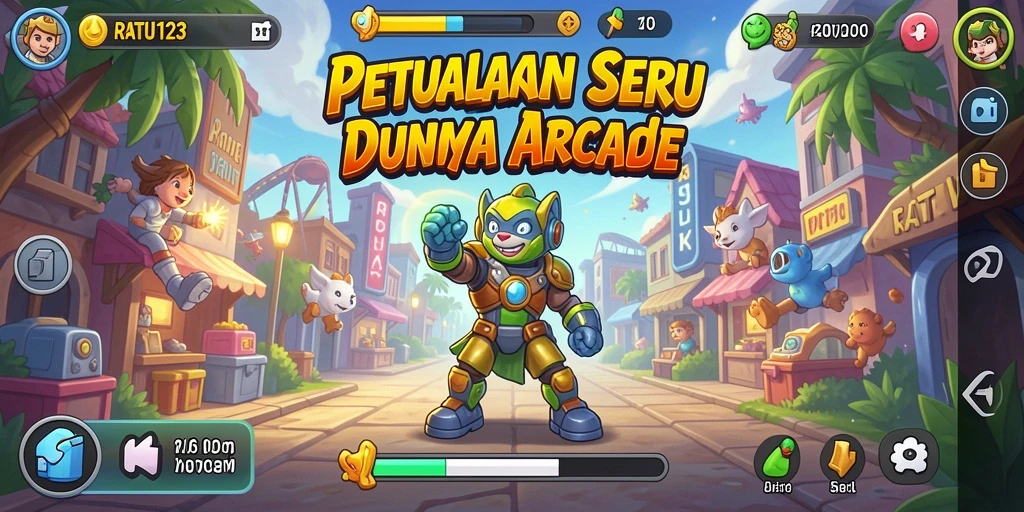 Tangkapan layar utama RATU123 menunjukkan aksi seru dalam permainan Arcade.