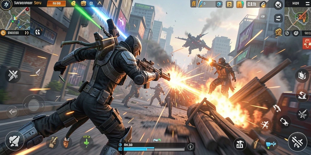 Tampilan aksi mendebarkan dalam gameplay RK88.