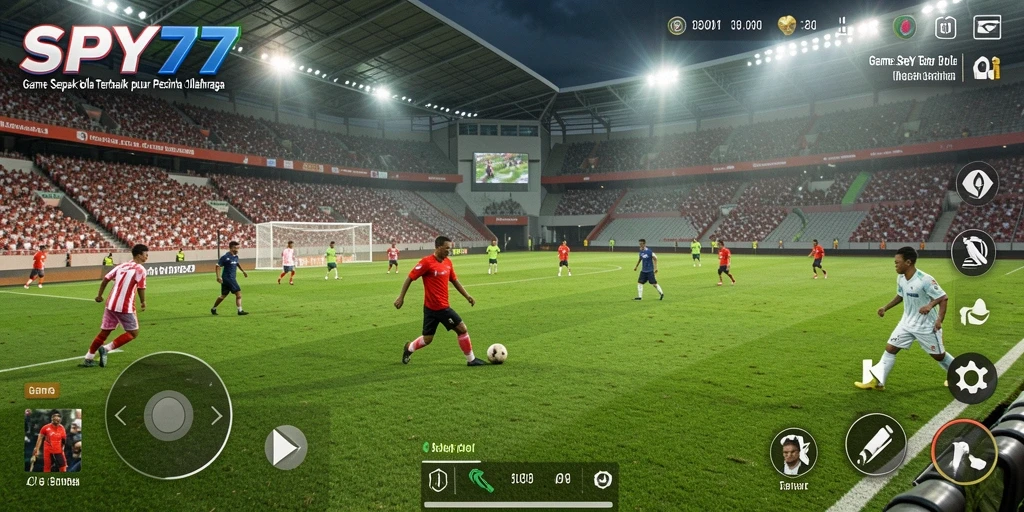 Tampilan gameplay SPY77 yang mendebarkan di lapangan sepak bola.