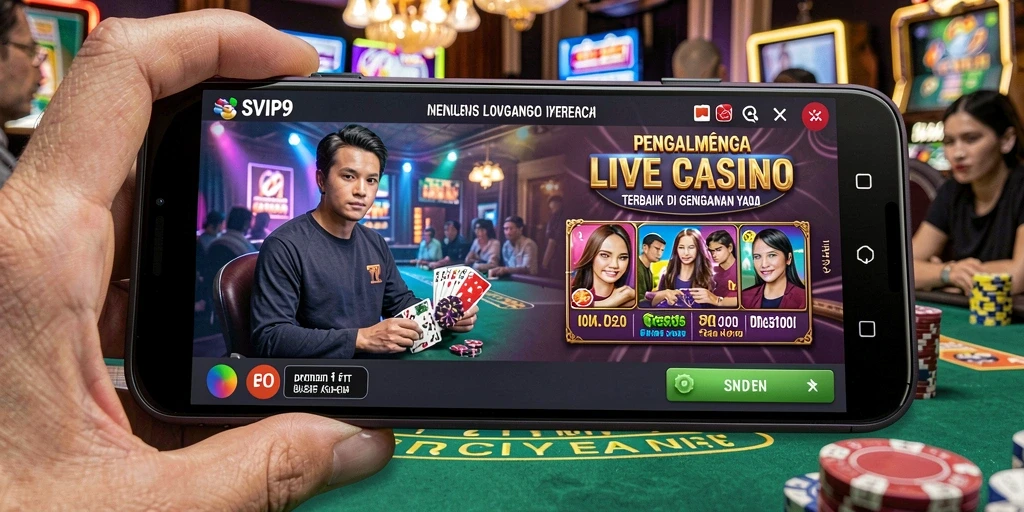Screenshot gameplay SVIP9 yang menampilkan dealer profesional dan interaksi dengan pemain.