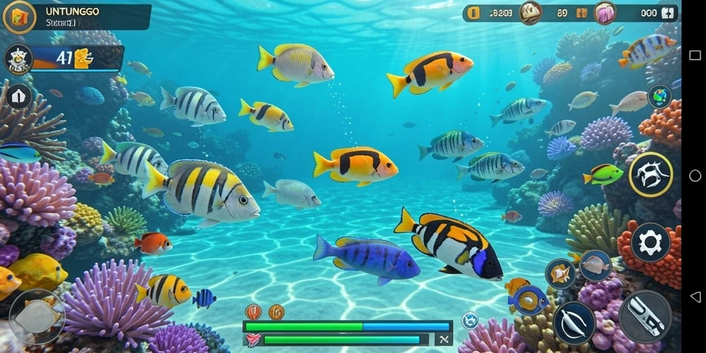 Tampilan menarik gameplay Tembak Ikan di UNTUNGGO.