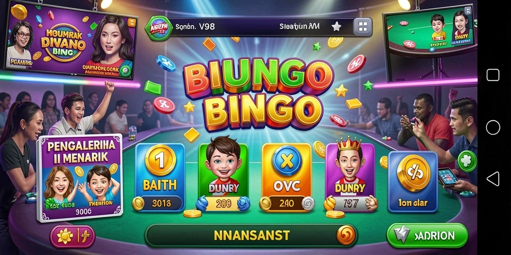 Tampilan gameplay Bingo yang seru dan interaktif di V98.